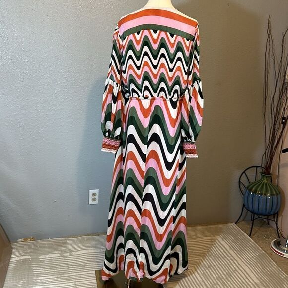 Farm Rio wave gradient Multicolor V-Neck Maxi Dress size XL - Picture 7 of 16